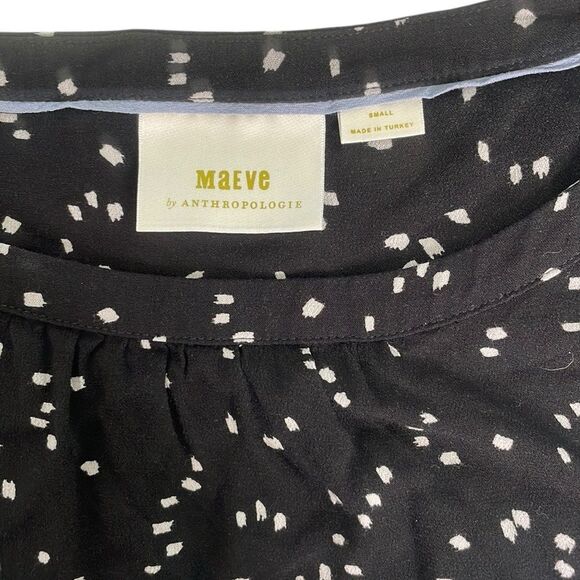 Maeve Anthropologie Cheyenne Black and White Peplum Blouse Long Sleeve - Picture 8 of 11